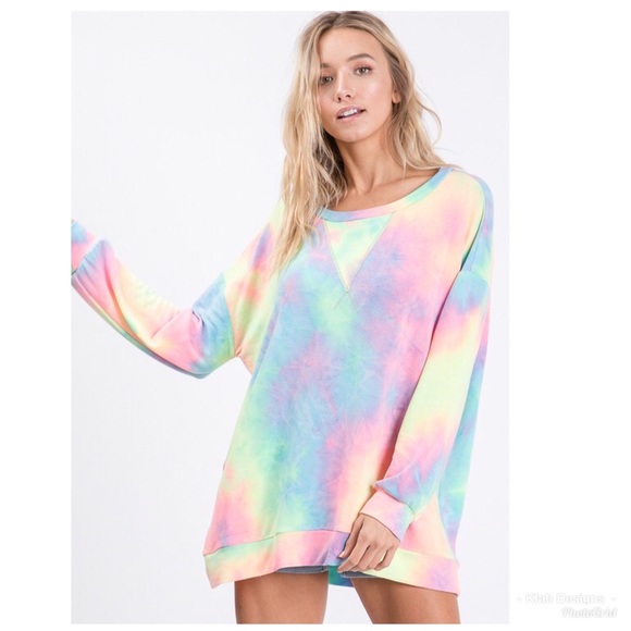 🛍LAST 2! Pastel French Terry Tie Dye Sweatshirt - Picture 3 of 8